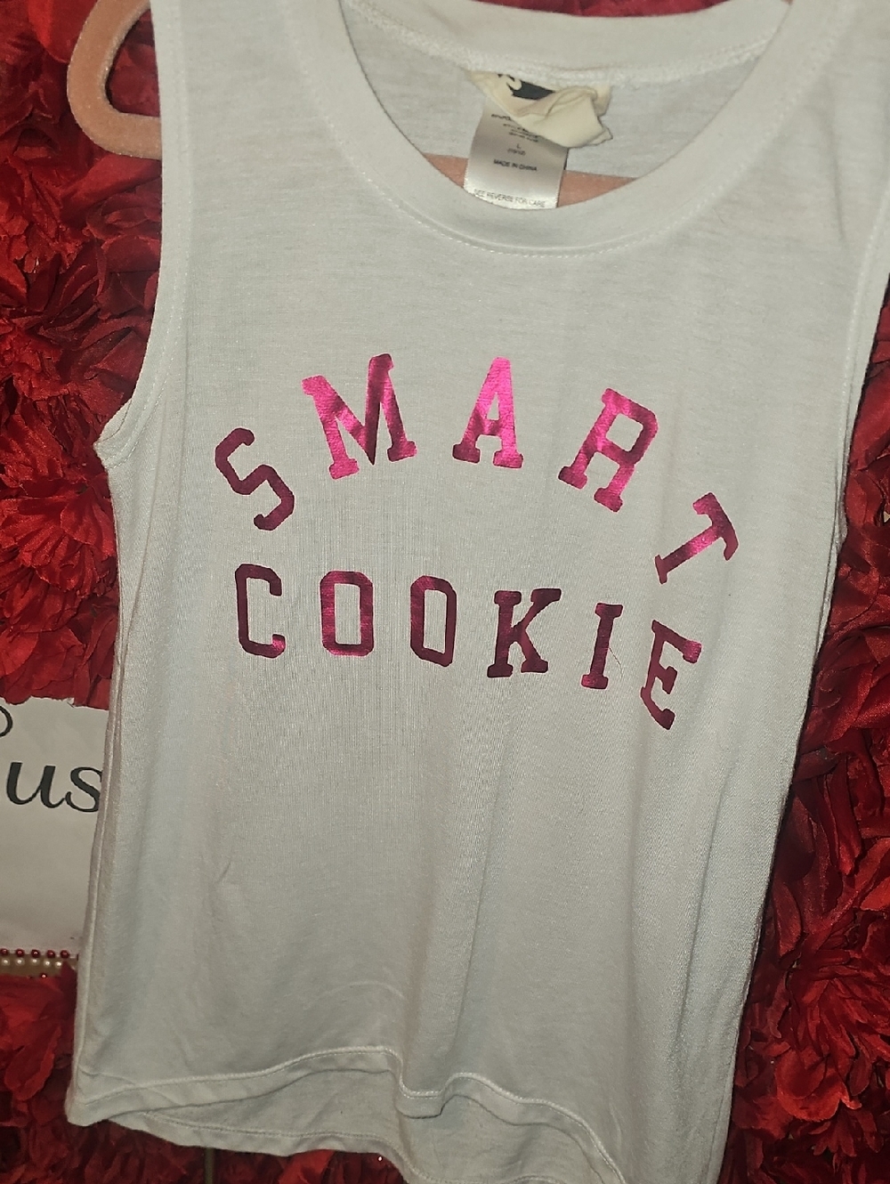 Modern Lux White Girls Tank Top with Pink Foil 'Smart Cookie' Size 10/12